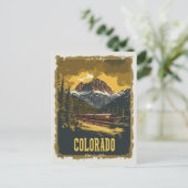 ヴィンテージコロラドロッキーズロッキーマウンテンズトレイン ポストカード (スタンド正面)