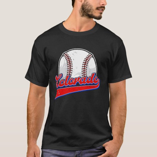 ヴィンテージコロラド・シティスケープ野球選手とFa Tシャツ (正面)
