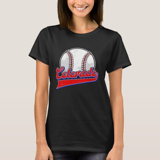 ヴィンテージコロラド・シティスケープ野球選手とFa Tシャツ (正面)