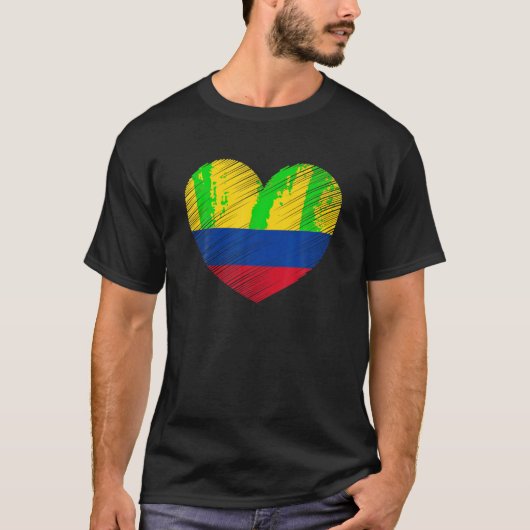 ヴィンテージコロンビア国旗のプライドサポートコロ Tシャツ (正面)