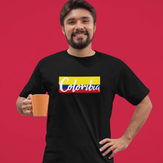 ヴィンテージコロンビア国旗のレタリングスクリプト Tシャツ