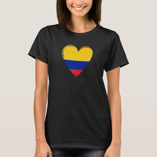ヴィンテージコロンビア根ハートコロンビア国旗プライド Tシャツ (正面)