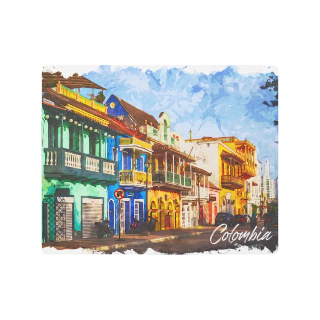 ヴィンテージコロンビア水彩金属ウォールアート メタルプリント (正面)