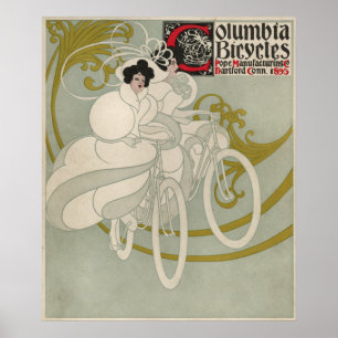ヴィンテージコロンビア自転車アドアートポスターガール ポスター