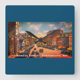 ヴィンテージコングレ通り，ポートマス， NH写真 スクエア壁時計