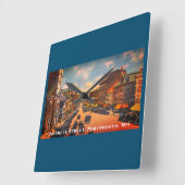 ヴィンテージコングレ通り，ポートマス， NH写真 スクエア壁時計 (傾斜)