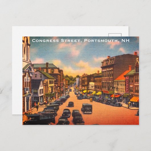 ヴィンテージコングレ通り，ポートマス， NH写真 ポストカード (正面/裏面)