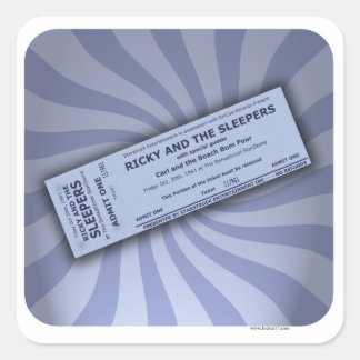 ヴィンテージコンサートチケットデジタルアート音楽おもしろい スクエアシール