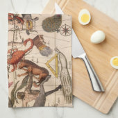 ヴィンテージコンステレーションスターマップバイバックアとブローン キッチンタオル (四つ折り)