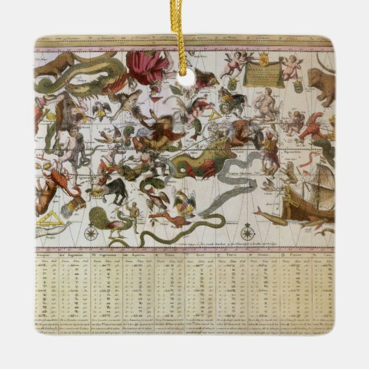 ヴィンテージコンステレーションスターマップバイバックアとブローン セラミックオーナメント (正面)
