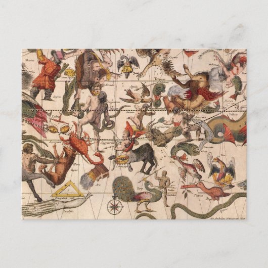 ヴィンテージコンステレーションスターマップバイバックアとブローン ポストカード (正面)