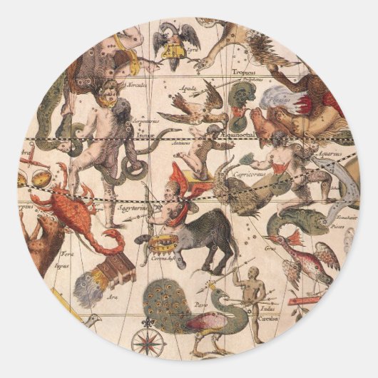 ヴィンテージコンステレーションスターマップバイバックアとブローン ラウンドシール (正面)