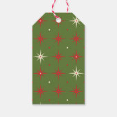 ヴィンテージコンテンポラリーグリーンクリスマススター&ボール ギフトタグ (正面)