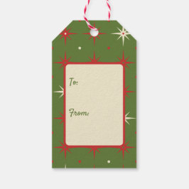 ヴィンテージコンテンポラリーグリーンクリスマススター&ボール ギフトタグ