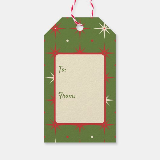 ヴィンテージコンテンポラリーグリーンクリスマススター&ボール ギフトタグ (裏面)