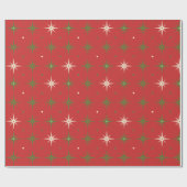 ヴィンテージコンテンポラリーレッドクリスマススター&ボール ラッピングペーパー (フラット)