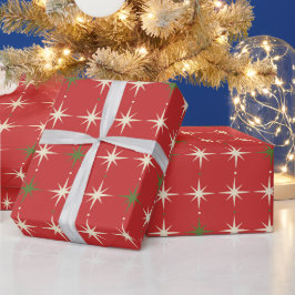 ヴィンテージコンテンポラリー レッドクリスマススター ラッピングペーパー