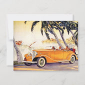 ヴィンテージコンバーチブルカーファミリーバケーション招待状 招待状 (正面)