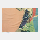 ヴィンテージコンバーチブルカーロードトリップ キッチンタオル (横)