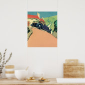 ヴィンテージコンバーチブルカーロードトリップ ポスター (キッチン)