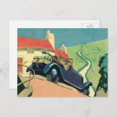 ヴィンテージコンバーチブルカーロードトリップ ポストカード (正面/裏面)