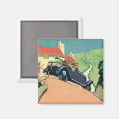 ヴィンテージコンバーチブルカーロードトリップ マグネット (正面/裏面)