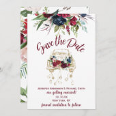 ヴィンテージコンバーチブルゴーニュバラ保存日 セーブザデート (正面/裏面)