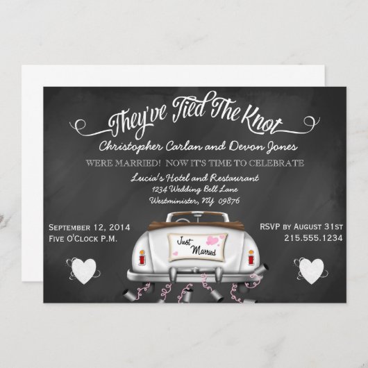 ヴィンテージコンバーチブルチョークボードポストウェディング招待状 招待状 (正面/裏面)