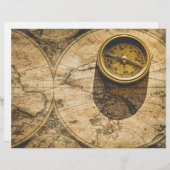 ヴィンテージコンパスと地図 (正面/裏面)