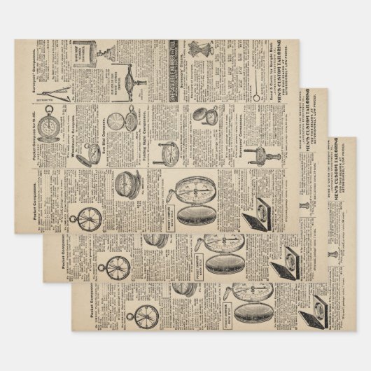 ヴィンテージコンパスカタログページ ラッピングペーパーシート (セット)