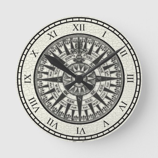 ヴィンテージコンパスバラサン ラウンド壁時計 (正面)