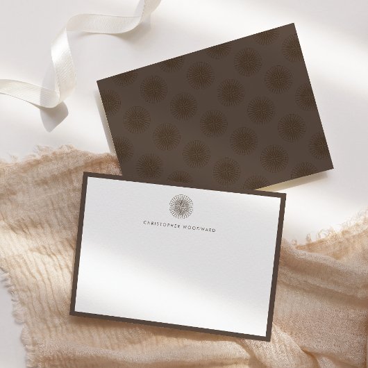 ヴィンテージコンパスバラパーソナライズされたブラウン ノートカード