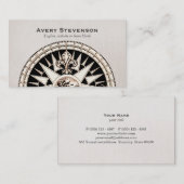 ヴィンテージコンパスベージュリネンルックファイナンス 名刺 (正面/裏面)