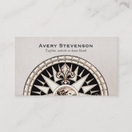 ヴィンテージコンパスベージュリネンルックファイナンス 名刺