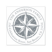 ヴィンテージコンパスラウンドファミリー名&差出人住所 セルフインキングスタンプ (デザイン)