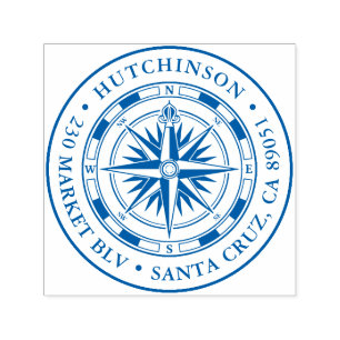 ヴィンテージコンパスラウンド航海の差出人住所 セルフインキングスタンプ