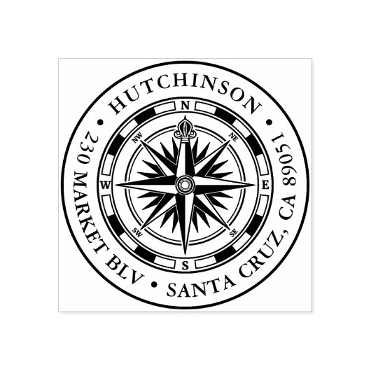 ヴィンテージコンパスラウンド航海の差出人住所 ラバースタンプ (インプリント)