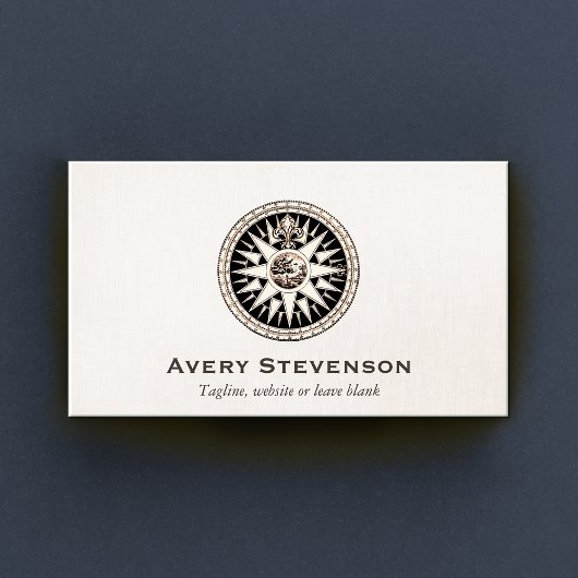 ヴィンテージコンパスロゴプロフェッショナルリネンルック 名刺