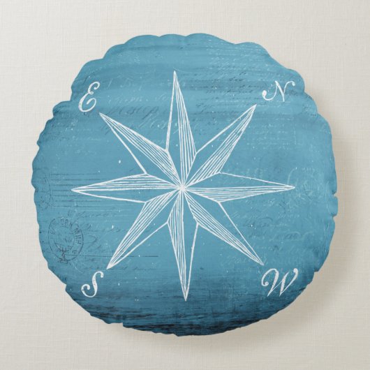 ヴィンテージコンパス円枕 ラウンドクッション (正面)