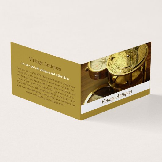 ヴィンテージコンパス、アンティークディーラー、ストア詳細 名刺 (外部)