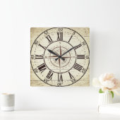 ヴィンテージコンパス スクエア壁時計 (ホーム)