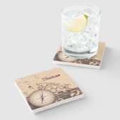 ヴィンテージコンパス パーソナライズ ストーンコースター (横)