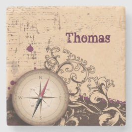 ヴィンテージコンパス パーソナライズ ストーンコースター