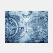 ヴィンテージコンパス |青グランジ海航海の図 ドアマット (正面)
