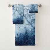 ヴィンテージコンパス |青グランジ海航海の図 バスタオルセット (インサイチュ)
