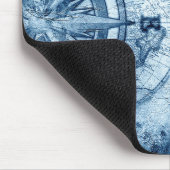 ヴィンテージコンパス |青グランジ海航海の図 マウスパッド (コーナー)