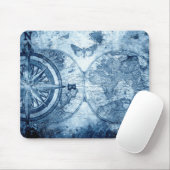 ヴィンテージコンパス |青グランジ海航海の図 マウスパッド (マウス)