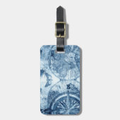 ヴィンテージコンパス |青グランジ海航海の図 ラゲッジタグ (正面縦)