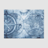 ヴィンテージコンパス |青グランジ海航海の図 薄葉紙 (正面)