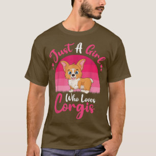 ヴィンテージコーギ犬の恋人はコーグを愛する女の子 Tシャツ